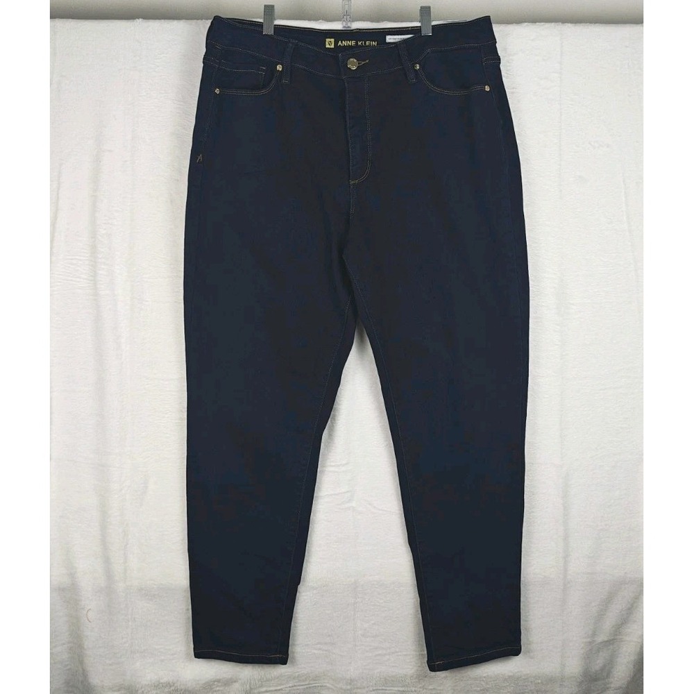 Anne Klein 18W High Rise Skinny Ankle Jeans Dark Indigo Stretch Denim Plus Size - Picture 2 of 13